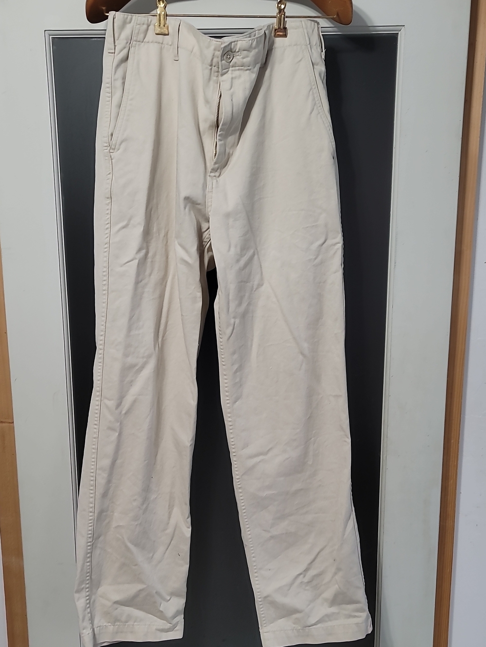 Muji Cream Straight-Leg Chinos 82cm